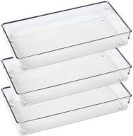 🗂️ set of 3 clear plastic drawer organizers for cutlery, utensils, and makeup - 12" x 6 логотип