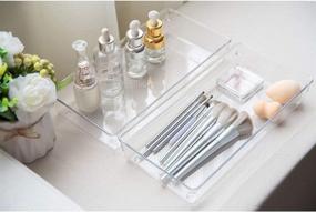 img 1 attached to 🗂️ Set of 3 Clear Plastic Drawer Organizers for Cutlery, Utensils, and Makeup - 12" X 6