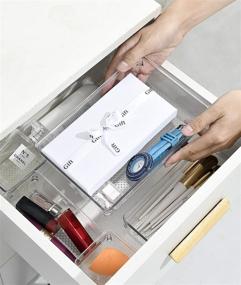 img 2 attached to 🗂️ Set of 3 Clear Plastic Drawer Organizers for Cutlery, Utensils, and Makeup - 12" X 6