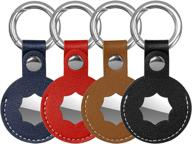 🔑 airtag keychain for apple airtags: 4 pack protective leather case with anti-lost key ring holder and dog collar finder logo