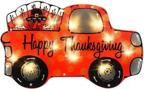 img 4 attached to 🦃 ALLADINBOX 17 Inch Thanksgiving Decorations - Turkey Standing on The Car - Window Silhouette with 12 LEDs - Lighted Hanging/Tabletop Holiday Ornament (2AA Batteries Not Included)