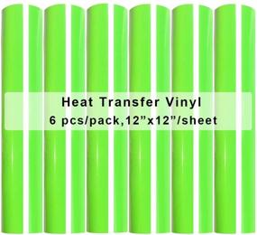 img 4 attached to 🎨 Vibrant 12"x12" Neon Green Heat Transfer Vinyl 6 pcs/Pack | Universal Compatibility with All Cutting Machines | Premium HTV Sheet Bundle