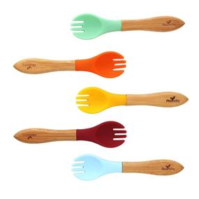 img 4 attached to 🍽️ Avanchy Bamboo Baby Forks Set - BPA-Free Forks - Bamboo and Silicone Toddler Fork - 5.5 Inches Length x 1.25 Inches Width - Pack of 5 (Rainbow Baby Gift Set)