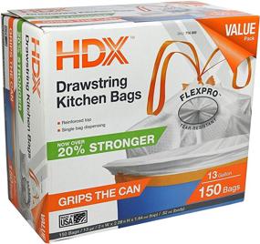 img 4 attached to 🗑️ HDX 716866: Ultra-Durable 13-Gallon Drawstring Trash Bags with Dispensing Container (150 Count) for Tear-Resistant and Expandable Kitchen Waste Management [Packaging May Vary]