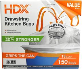 img 3 attached to 🗑️ HDX 716866: Ultra-Durable 13-Gallon Drawstring Trash Bags with Dispensing Container (150 Count) for Tear-Resistant and Expandable Kitchen Waste Management [Packaging May Vary]