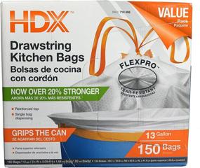 img 1 attached to 🗑️ HDX 716866: Ultra-Durable 13-Gallon Drawstring Trash Bags with Dispensing Container (150 Count) for Tear-Resistant and Expandable Kitchen Waste Management [Packaging May Vary]