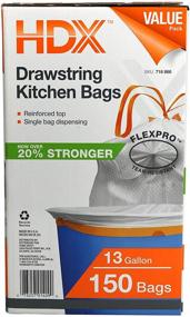 img 2 attached to 🗑️ HDX 716866: Ultra-Durable 13-Gallon Drawstring Trash Bags with Dispensing Container (150 Count) for Tear-Resistant and Expandable Kitchen Waste Management [Packaging May Vary]