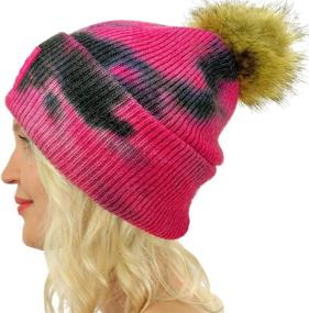 img 2 attached to Stay fashionable and cozy with our trendy CC Fur Pom Chunky Cable Knit Beanie Hat for Winter and Fall