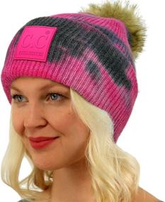 img 3 attached to Stay fashionable and cozy with our trendy CC Fur Pom Chunky Cable Knit Beanie Hat for Winter and Fall