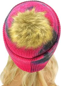 img 1 attached to Stay fashionable and cozy with our trendy CC Fur Pom Chunky Cable Knit Beanie Hat for Winter and Fall