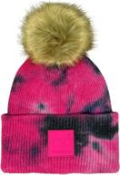 stay fashionable and cozy with our trendy cc fur pom chunky cable knit beanie hat for winter and fall logo