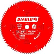 🔴 freud d1280x diablo 12-inch 80 tooth atb crosscutting saw blade - 1-inch arbor for precise cuts, in red logo