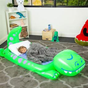 img 2 attached to 🍌 Banana Dinosaur Dream Floatie for Kids: Inflatable Sleepover Bed, Portable Toddler Travel Bed, Kids' Air Mattress with Electric Pump - Perfect for Slumber Parties, Playrooms, Camping, and Traveling