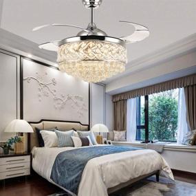 img 3 attached to 🔮 KPIBEST 42 inch Crystal Ceiling Fan: Modern Luxury Lighting with Remote Control, Retractable Blades, and 3 Light Levels for Dining/Living Room Bedroom