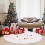 🎄 60 inch large white faux fur christmas tree skirt - double layers quilted thick luxury soft plush xmas tree skirt for home party christmas decorations логотип
