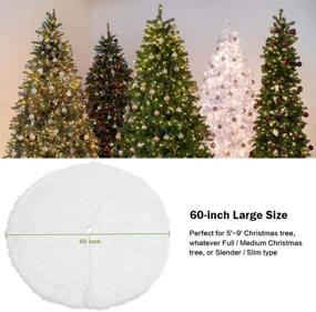 img 2 attached to 🎄 60 Inch Large White Faux Fur Christmas Tree Skirt - Double Layers Quilted Thick Luxury Soft Plush Xmas Tree Skirt for Home Party Christmas Decorations