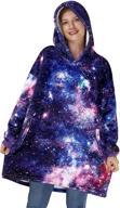 🌌 stay cozy in style with the galaxy wearable hooded blanket - adult women girls space purple sherpa oversize sweatshirt robe hoodie fleece 3d big flannel nap throw hood logo