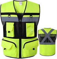 pockets yellow reflective safety fabric logo