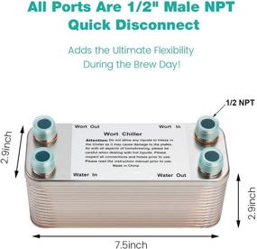 img 2 attached to 🍻 30 Plates MRbrew Homebrew Wort Chiller: Stainless Steel and Copper Heat Exchanger, 1/2 NPT Hot Liquid Accelerated Cooler