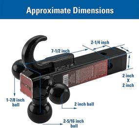 img 1 attached to BUDDYSER Trailer Hitch Receiver: Tri Ball Mounts with Hook & 2 Inch Receiver, Black Powder-Coated