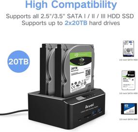 img 2 attached to 📁 ikuai SATA to USB 3.0 Dual Bay Hard Drive Dock for 2.5" and 3.5" SATA HDD SSD with SD TF Card Reader, 2 USB 3.0 Ports, Offline Clone Function, External Hard Drive Docking Station - UASP Supported