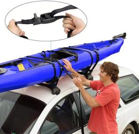 img 4 attached to 🔒 16 Ft Sturdy Tie Down Strap Lashing Strap with Rubber Padded Cam Lock Buckle - Mind & Action. Ideal for Car Roof Racks, Kayak, Canoe, SUP, Surfboard Tie Down, and Boat Trailer Towing. Includes 4 Pack