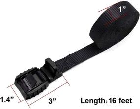 img 2 attached to 🔒 16 Ft Sturdy Tie Down Strap Lashing Strap with Rubber Padded Cam Lock Buckle - Mind & Action. Ideal for Car Roof Racks, Kayak, Canoe, SUP, Surfboard Tie Down, and Boat Trailer Towing. Includes 4 Pack