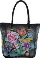 exquisite handpainted leather large shopper: anuschka tranquil women's handbags & wallets unveiled! logo