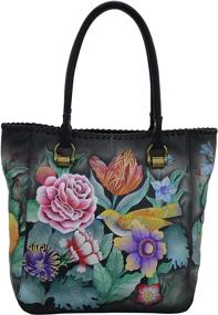 img 4 attached to Exquisite Handpainted Leather Large Shopper: Anuschka Tranquil Women's Handbags & Wallets Unveiled!