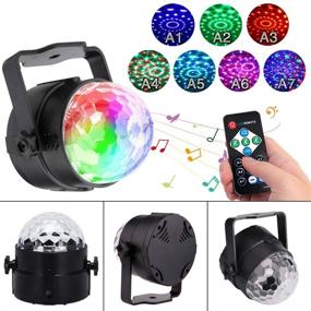 img 2 attached to Sound Activated Party Lights with Remote Control - RBG Disco Ball, Strobe 🎉 Lamp 7 Modes Stage Light for Family Parties, KTV, Bars, Christmas, Halloween, DJ, Wedding