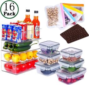 img 3 attached to 🍱 10-Piece Refrigerator Organizer Bins: Stackable Fridge Organization Set with 6 Food Containers - Clear Kitchen Pantry Storage Solution