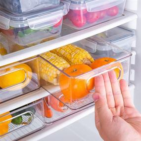 img 2 attached to 🍱 10-Piece Refrigerator Organizer Bins: Stackable Fridge Organization Set with 6 Food Containers - Clear Kitchen Pantry Storage Solution