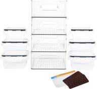 🍱 10-piece refrigerator organizer bins: stackable fridge organization set with 6 food containers - clear kitchen pantry storage solution логотип