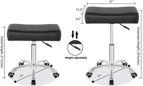 img 3 attached to 🪑 Highly Durable & Adjustable Nazalus Rolling Swivel Stool with Wheels - Perfect for Office, Home, Desk, Counter, or Salon (Black) - No Footrest