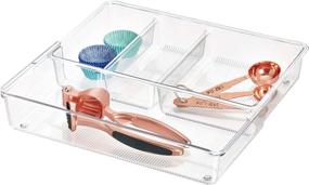 img 4 attached to 🗄️ BPA-Free Plastic Drawer Organizer Tray - Expandable & Divided Clear Tray - 12" x 7" x 2.25