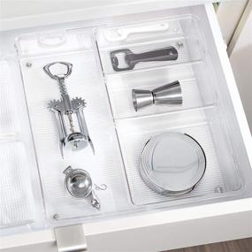 img 1 attached to 🗄️ BPA-Free Plastic Drawer Organizer Tray - Expandable & Divided Clear Tray - 12" x 7" x 2.25