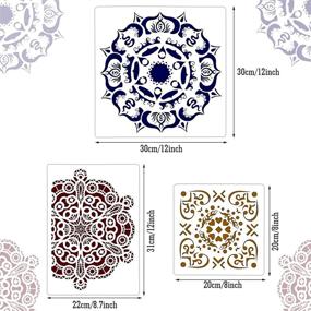 img 3 attached to 🎨 Enhance Your Home Décor with 12-Piece Mandala Stencil Set - Classic Style, 3 Sizes, Reusable for Wall, Tile, Floor, Fabric & Furniture Painting