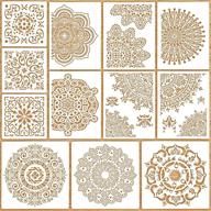 🎨 enhance your home décor with 12-piece mandala stencil set - classic style, 3 sizes, reusable for wall, tile, floor, fabric & furniture painting logo