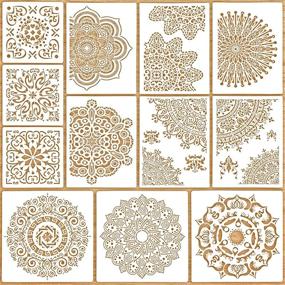 img 4 attached to 🎨 Enhance Your Home Décor with 12-Piece Mandala Stencil Set - Classic Style, 3 Sizes, Reusable for Wall, Tile, Floor, Fabric & Furniture Painting