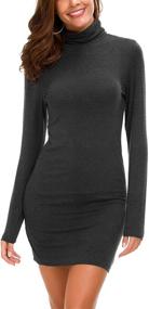 img 3 attached to Urban CoCo Turtleneck Bodycon T Shirt Women's Clothing in Dresses