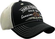 🧢 bold harley-davidson men's tribal snapback: curved brim colorblocked mesh trucker cap in black! логотип