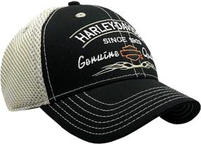 img 2 attached to 🧢 Bold Harley-Davidson Men's Tribal Snapback: Curved Brim Colorblocked Mesh Trucker Cap in Black!