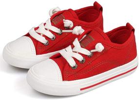 img 3 attached to DADAWEN Canvas Slip-On Sneakers with Adjustable Fit for Kids