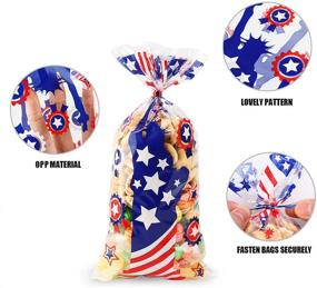 img 2 attached to 🎆 CCINEE 150PCS Patriotic Cellophane Treat Bags: Perfect Decorative Supply for 4th of July Kids Party Favors & Candy + Twist Ties