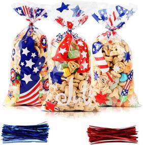 img 4 attached to 🎆 CCINEE 150PCS Patriotic Cellophane Treat Bags: Perfect Decorative Supply for 4th of July Kids Party Favors & Candy + Twist Ties