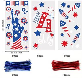 img 3 attached to 🎆 CCINEE 150PCS Patriotic Cellophane Treat Bags: Perfect Decorative Supply for 4th of July Kids Party Favors & Candy + Twist Ties