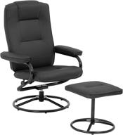 🪑 stressless ergonomic swivel leather chair and ottoman set for home/office - black lounge armchair accent chair logo