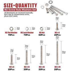 img 3 attached to 🔩 Hilitchi 300-Piece M2 Phillips Pan Head Screws Bolt Nut Lock Flat Washers Assortment Kit, High-quality 304 Stainless Steel - Ideal for Various Applications