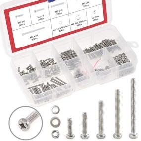 img 4 attached to 🔩 Hilitchi 300-Piece M2 Phillips Pan Head Screws Bolt Nut Lock Flat Washers Assortment Kit, High-quality 304 Stainless Steel - Ideal for Various Applications