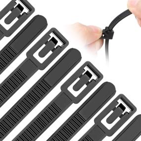 img 4 attached to 🔗 200-Pack Reusable Zip Ties Assorted Sizes - Heavy Duty, Round Ending, No Slip Off - Indoor/Outdoor Wire Wraps - Removable Cable Ties for Easy Use (Black)